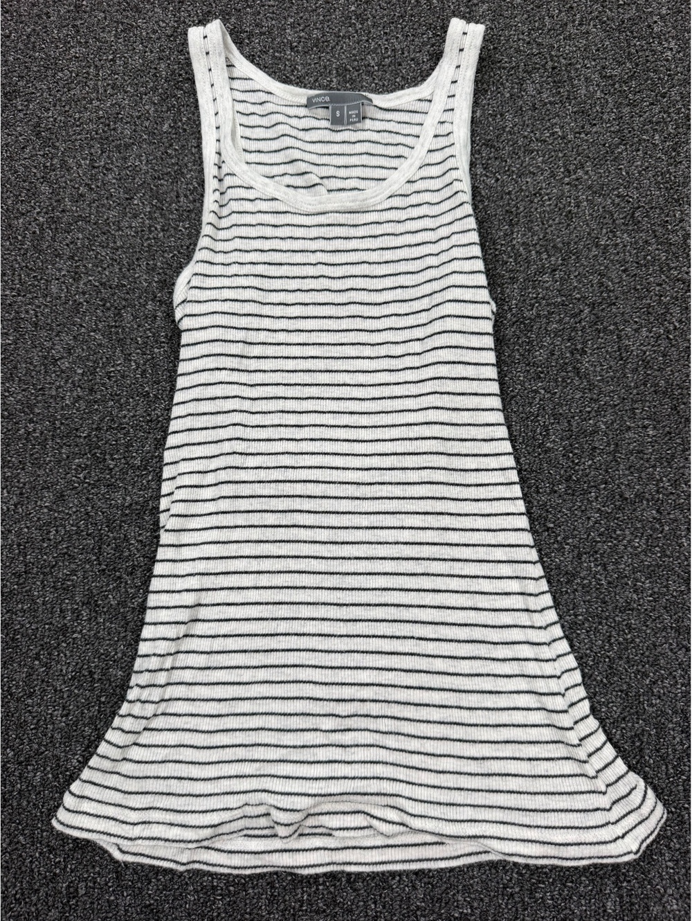 Vince White and Black Striped Ribbed Tank Top Size S